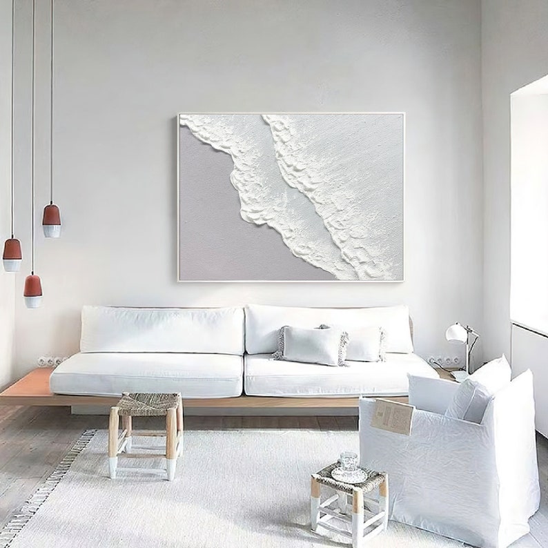 Large Wall Art Abstract Ocean Painting 3D Ocean Texture Etsy