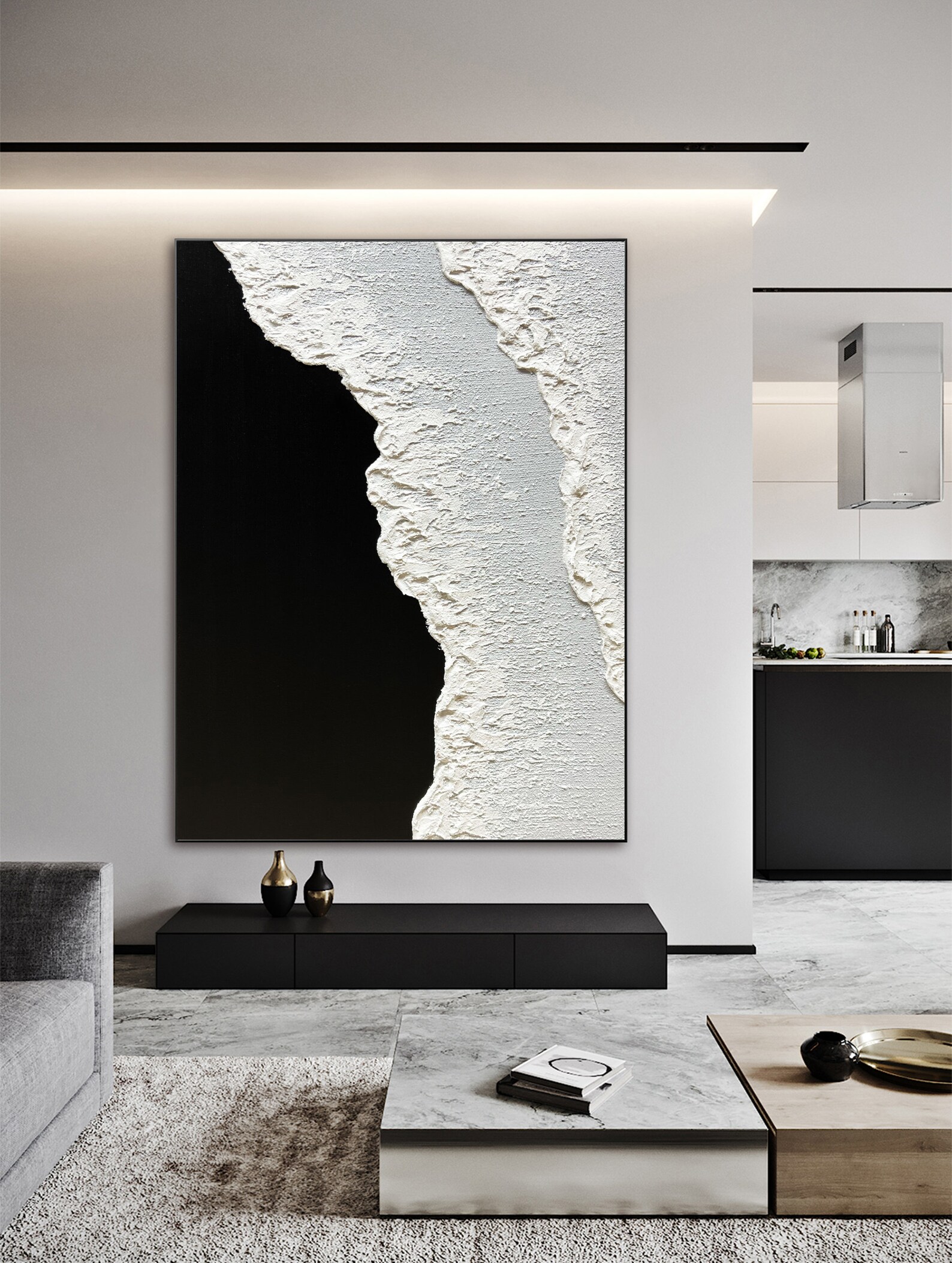 Large Original Black and White Abstract Art Black White - Etsy