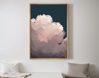 Stampa artistica di nuvola rosa, poster minimalista di cielo sognante