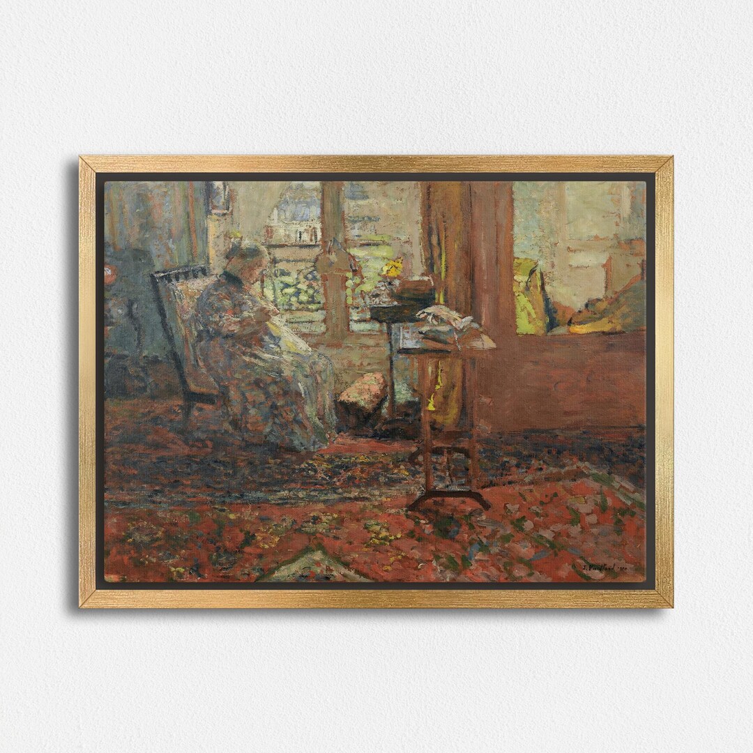 Woman in Interior With Window View, Framed Canvas Wall Art, Ready to ...