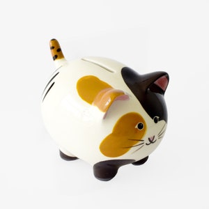 Michito Manchas, Handmade Ceramic Piggy Bank Kitty Kitty for children, to save or decoration with lid on the bottom