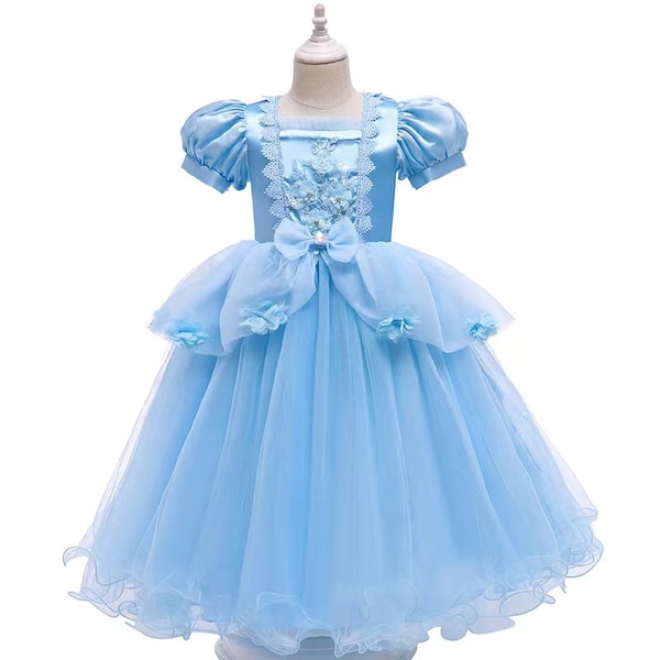Cinderella Dress Princess Run Blue Sleeping Costume Tea Party - Baby Girl Kids