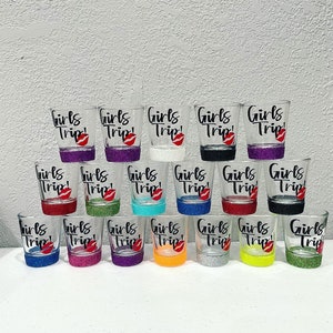 Girls Trip Shot Glasses, Girls Trip Shot Glass, Birthday Girl, Shot Glasses, Glitter Shot Glasses, Girls Trip, Party Favor