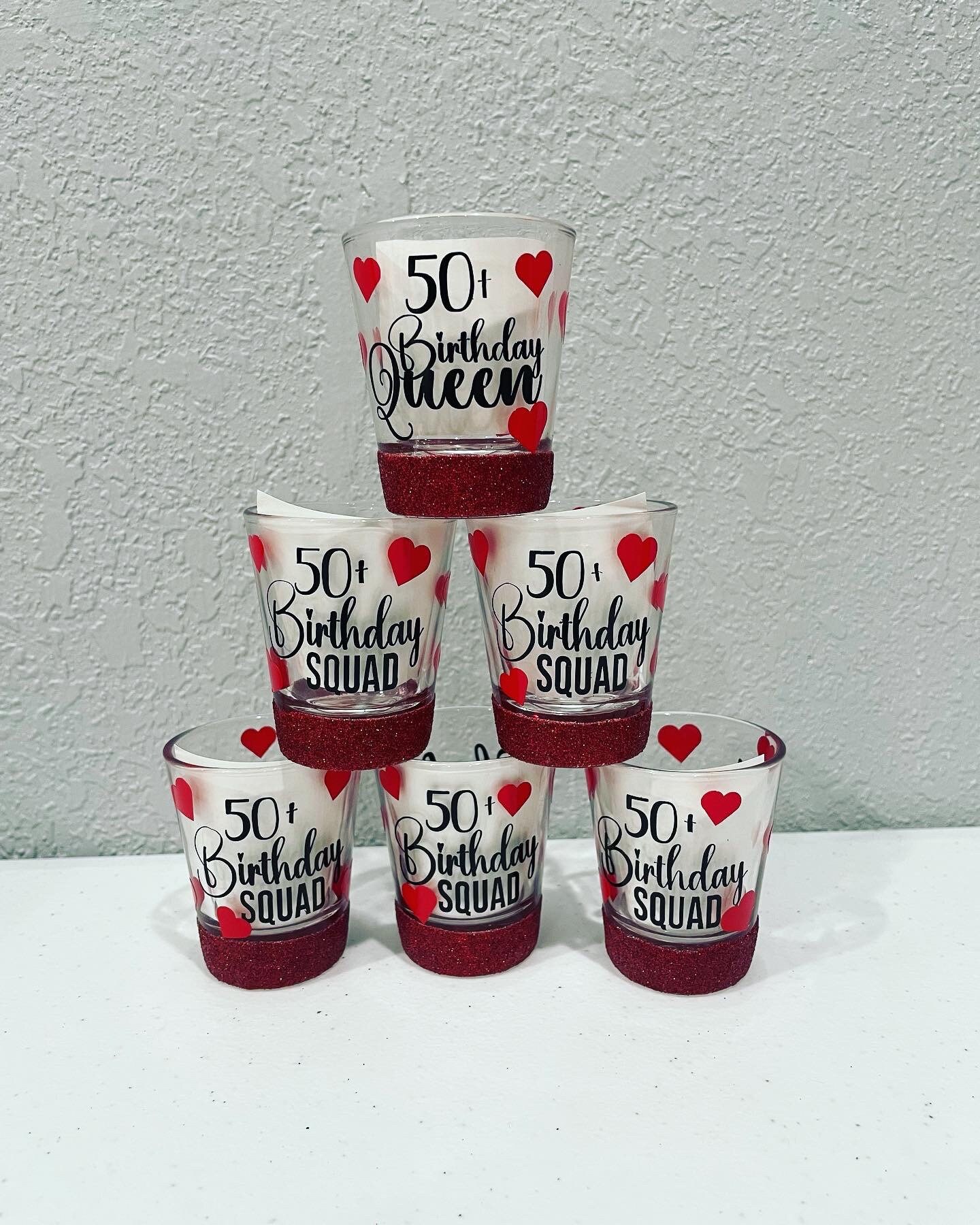 Personalized Shot Glasses, 50thBirthday, Birthday Girl, Shot Glasses, Glitter Shot Glasses, 40th Birthday, Party Favor, Birthday Squad
