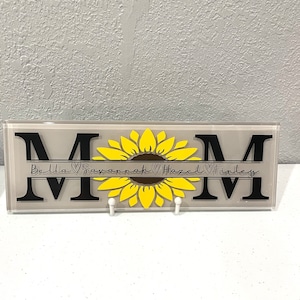Personalized Mom Tile, Glass Tile, Mom, Sunflower, Mother’s Day Gift, Mom’s Gift, Personalize