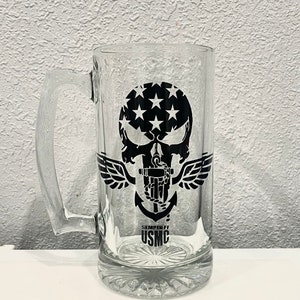 USMC Personalized Regiment Beer Can Glass Marine Corps 