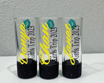 Personalized Shot Glasses, Vacation, Birthday, Shot Glasses, Glitter Shot Glasses, Girls Trip, Birthday Girl, 40th Birthday