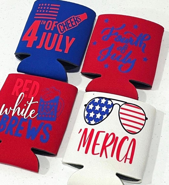 4th of July, 4th of July Custom Koozies, Koozies, Birthday, 40th Birthday, 50th Birthday, Birthdays, Personalized Koozies, Independence Day