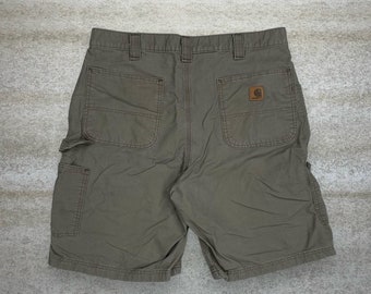 Vintage Carhartt Carpenter Shorts 36x10 Chocolate Brown Canvas Leather 10" Inseam 90s