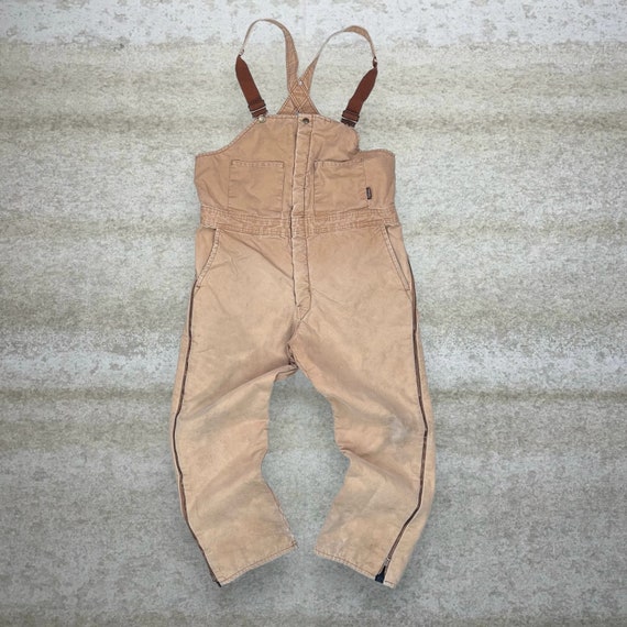 Vintage Walls Timmerman overalls 40 x 30 lichtbruin canvas katoen geisoleerd Zero Zone Baggy Fit wijde pijpen werkkleding jaren 90 Etsy Nederland