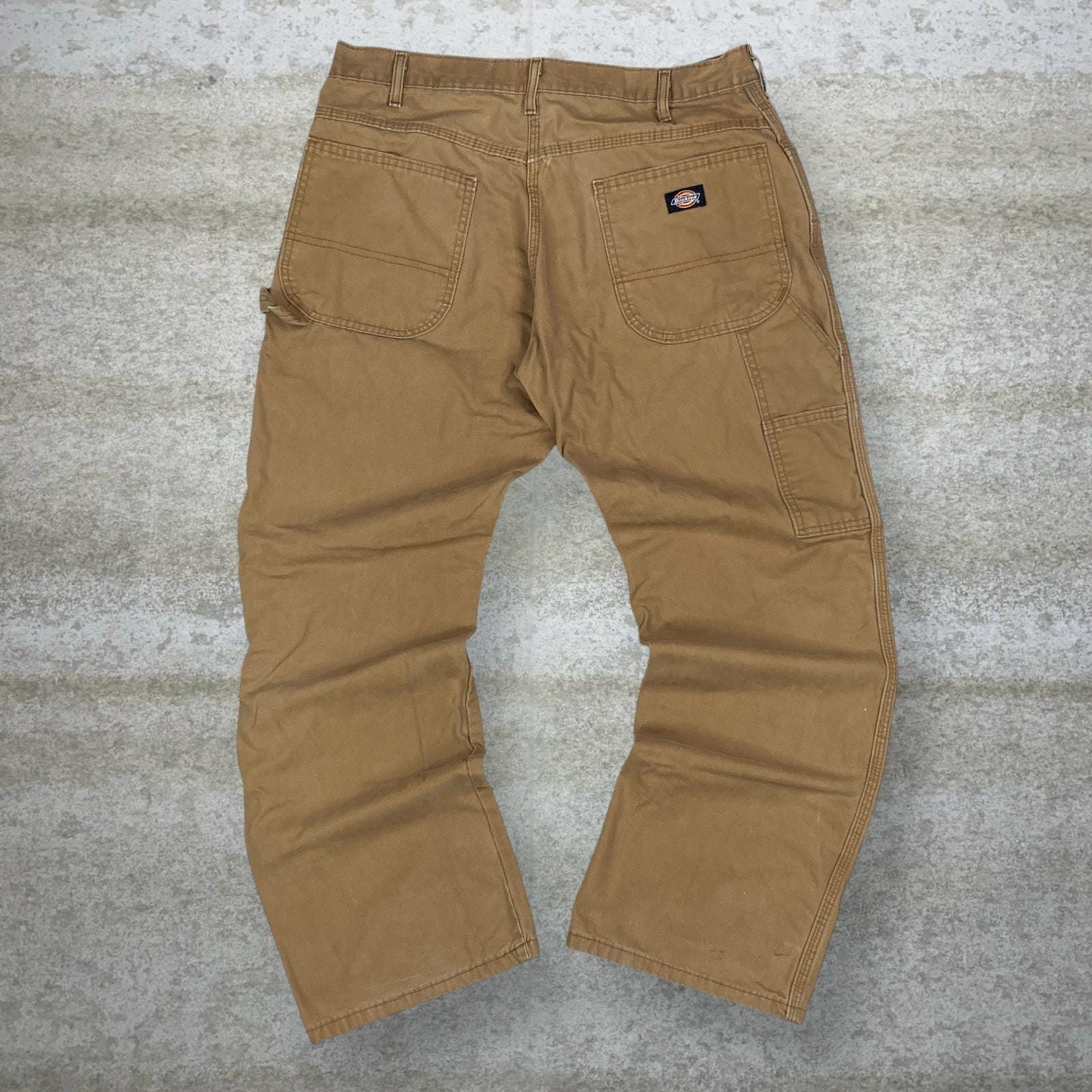 Vintage 90s Dickies Carpenter Pants 34x30 Baggy Wide Leg Tan