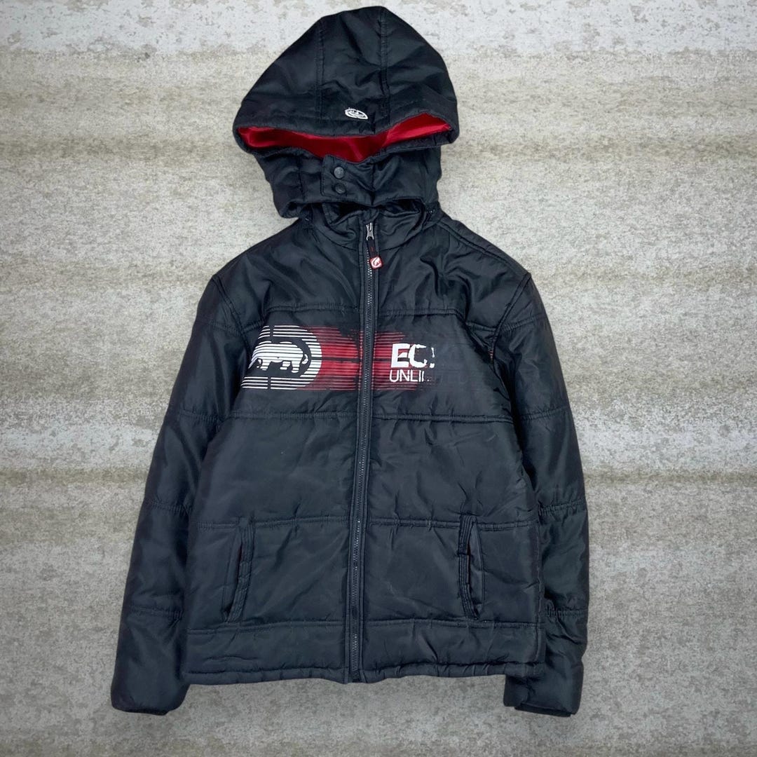 ジャケット・アウター 90s ECKO UNLTD B-boy nylon set up L Vintage 90s Ecko Unlimited Puffer Jacket Youth XL Black Polyester