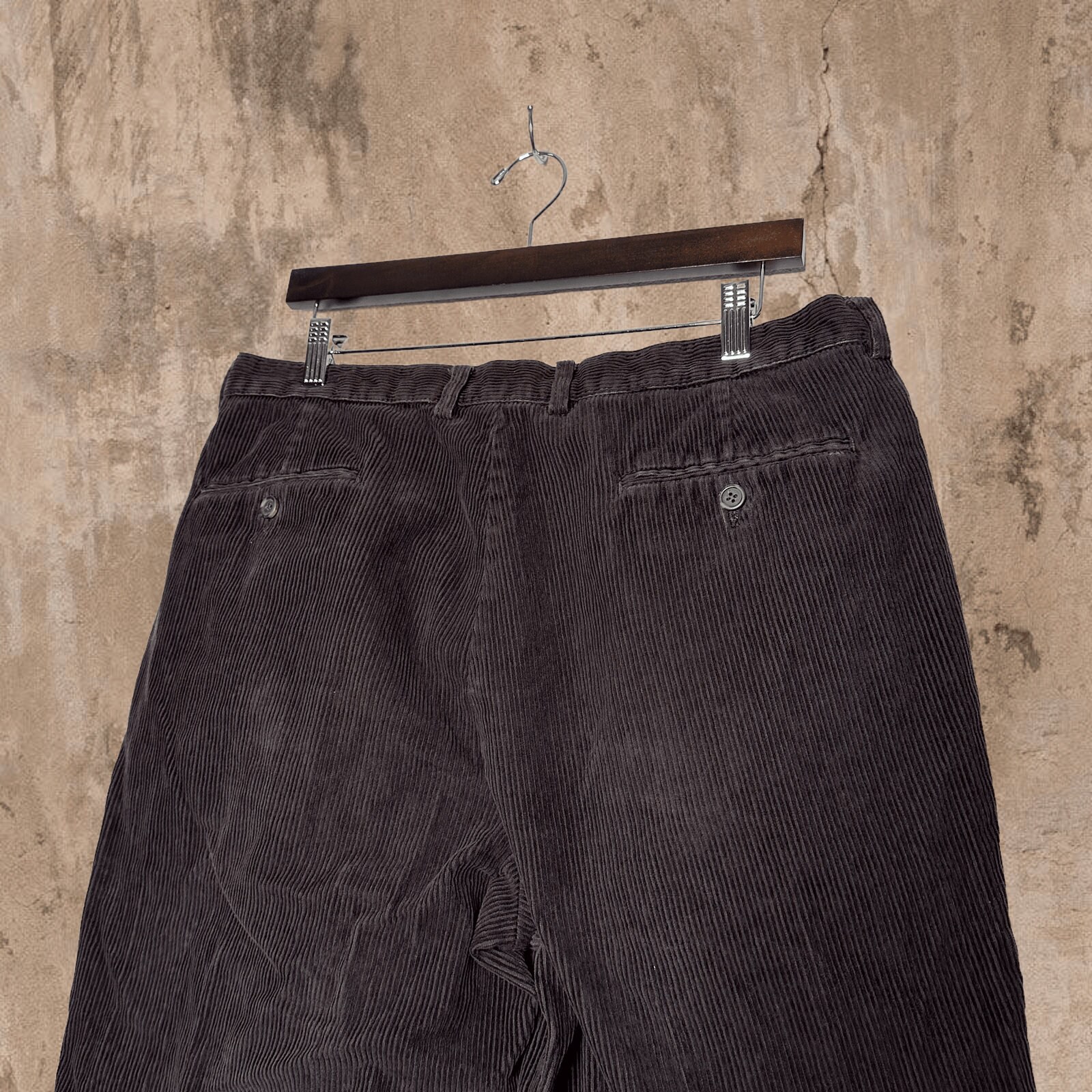 90s Brown Corduroy Buckle Pants (S)