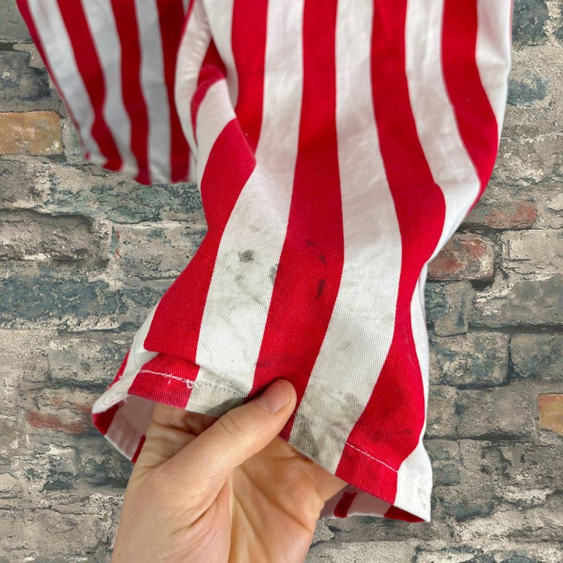 Vintage Overalls Red White Striped Baggy Fit Game Day Bibs XS Etsy