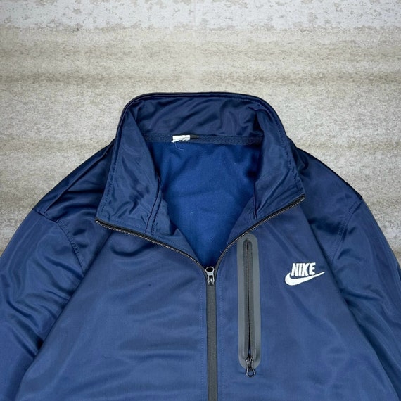 レア90s USA古着○ナイキ 刺繍トラックジャケット ネイビー メンズL 97年製 NIKE Track Jacket 紺 M 90s ナイキ トラックジャケット