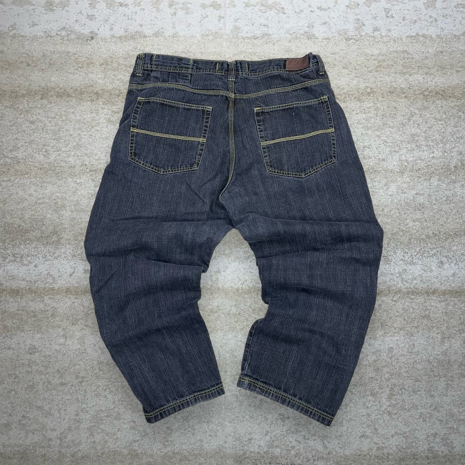 Vintage Skater Wide Leg Jeans 44x32 Smoke Black Wash Baggy Vintage Skater Wide Leg Jeans 44x32 Smoke Black Wash Baggy