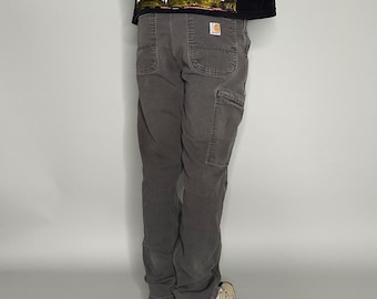 Vintage 90s Carhartt Carpenter Pants 32x32 Baggy Wide Leg Dark Grey Dungarees