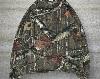 Vintage 90s Mossy Oak Shirt Mens XL Hunting Camo Cotton Long Sleeve Woodland