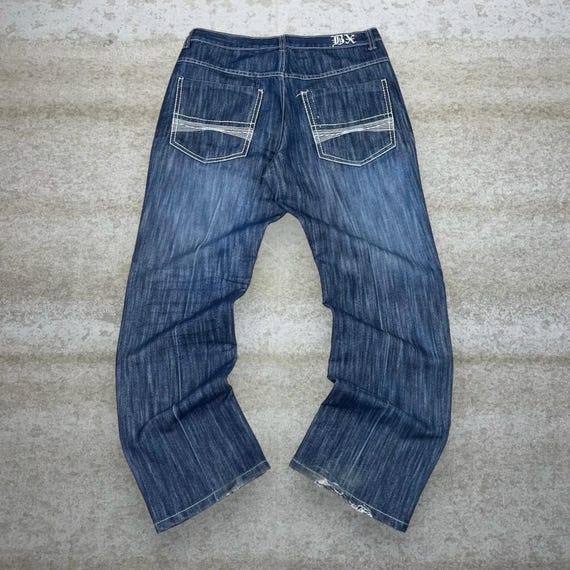 Vintage Y2K Skater Wide Leg Jeans 34x32 Baggy Dark Wash Brooklyn