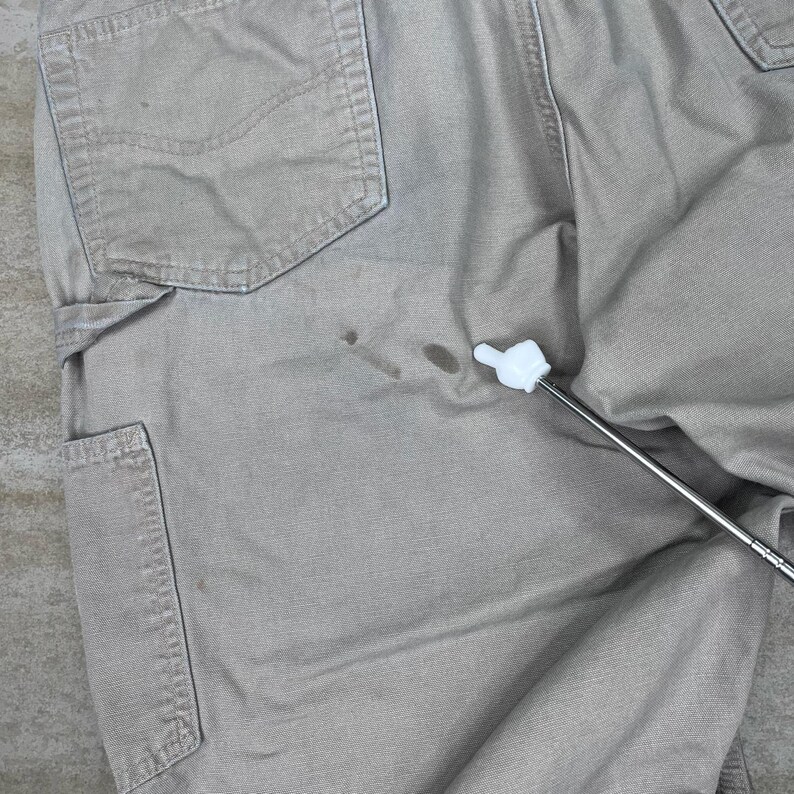 Vintage 90er Jahre Carhartt Carpenter Hose 38x32 Baggy Weites Bein Tan Canvas Latzhose Bild 7