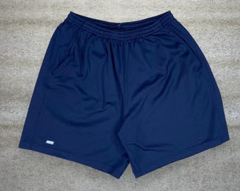 Vintage 90er Jahre Nike Gym Shorts Herren M Navy Blau Polyester 7 "Schrittlänge Dezenter Swoosh
