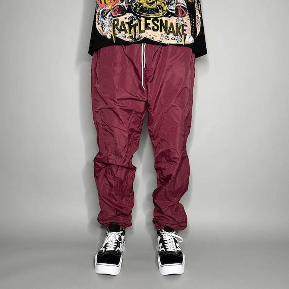 Vintage Track Pants Maroon Red Polyester Joggers … - image 2
