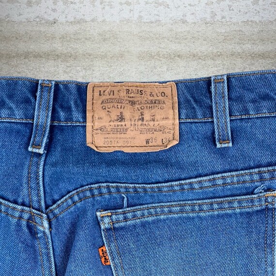 Vintage Orange Tab Levis Bootcut Jeans Mens 36x34… - image 4