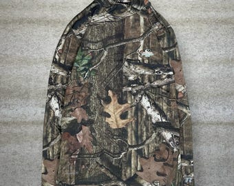 Vintage 90s Mossy Oak Shirt Mens M Hunting Camo Polyester Long Sleeve Woodland