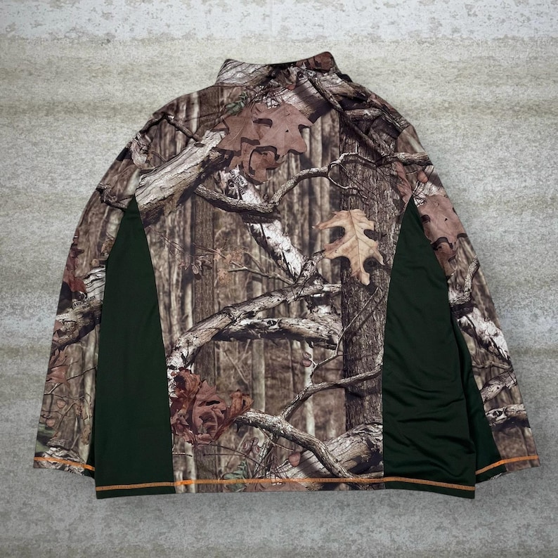 Vintage 90s Mossy Oak Jacket Mens 2XL Hunting Camo Quarter Zip Woodland image 2
