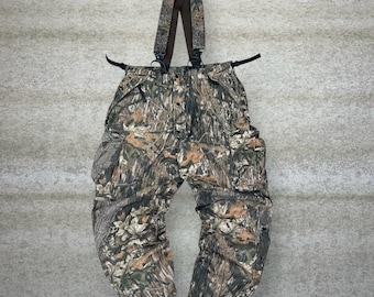 Vintage 90s Scent Lok Mossy Oak Overalls 36x30 Baggy Wide Hunting Camo Woodland