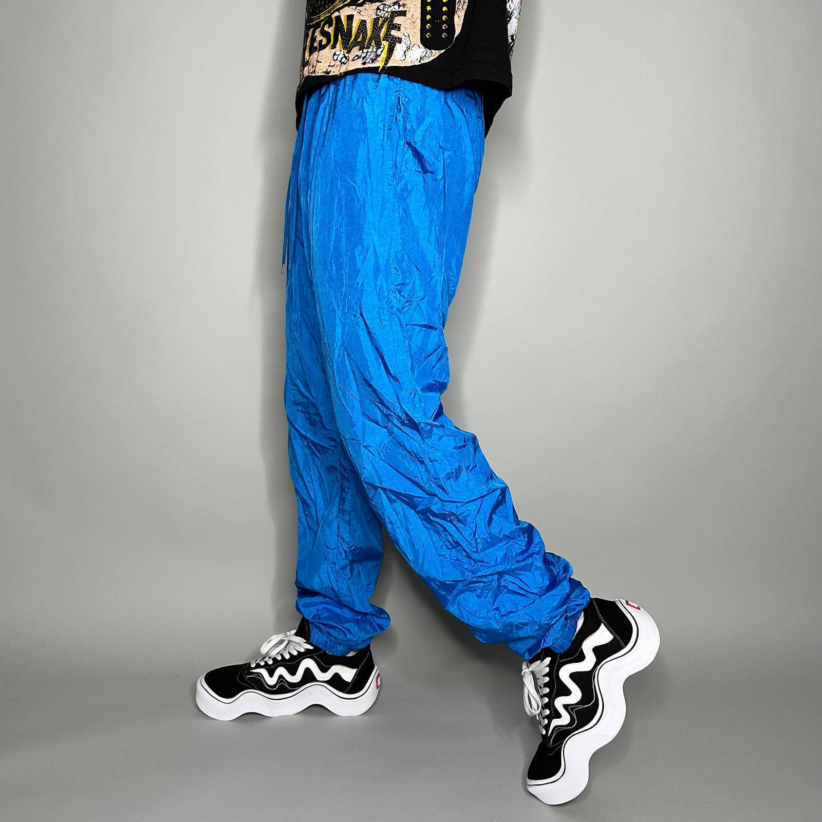 Vintage Nylon Track Pants Pacific Blue Nylon Joggers Baggy Vintage Nylon Track Pants Pacific Blue Nylon Joggers Baggy