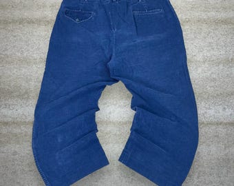Pantalones de pana Lands End vintage de los años 90, 38 x 26, holgados, anchos, de algodón azul, con parte delantera plana