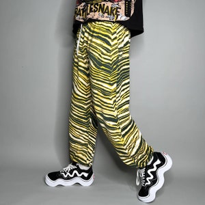 Vintage Zubaz Packers Sweatpants Tiger Stripe Forest Green Yellow - Main Image