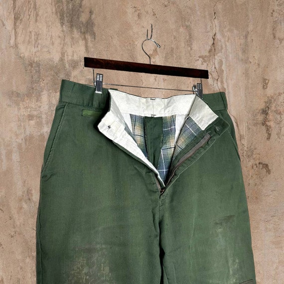 True Vintage Flannel Lined Patchwork Pants Milita… - image 5