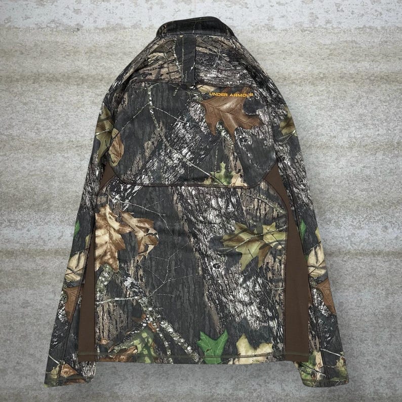 Vintage Y2K Under Armour Mossy Oak Jacket Mens M Hunting Camo Polyester Full Zip image 2