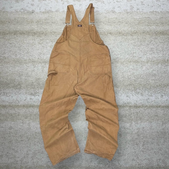 90s Dickies ダック生地カバーオール USA製BIGサイズ Vintage 90s Dickies Overalls 42x32 Baggy Wide Leg Fit Tan Cotton