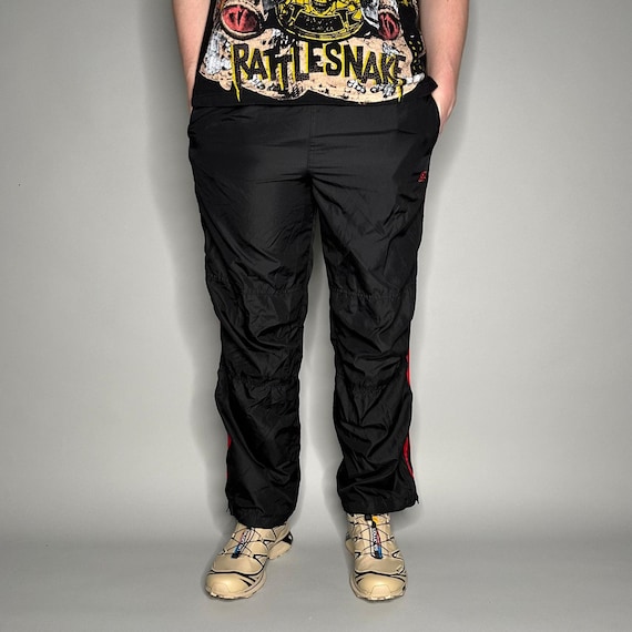 Vintage Y2K Starter Track Pants Mens XS Jet Black Crimson Red