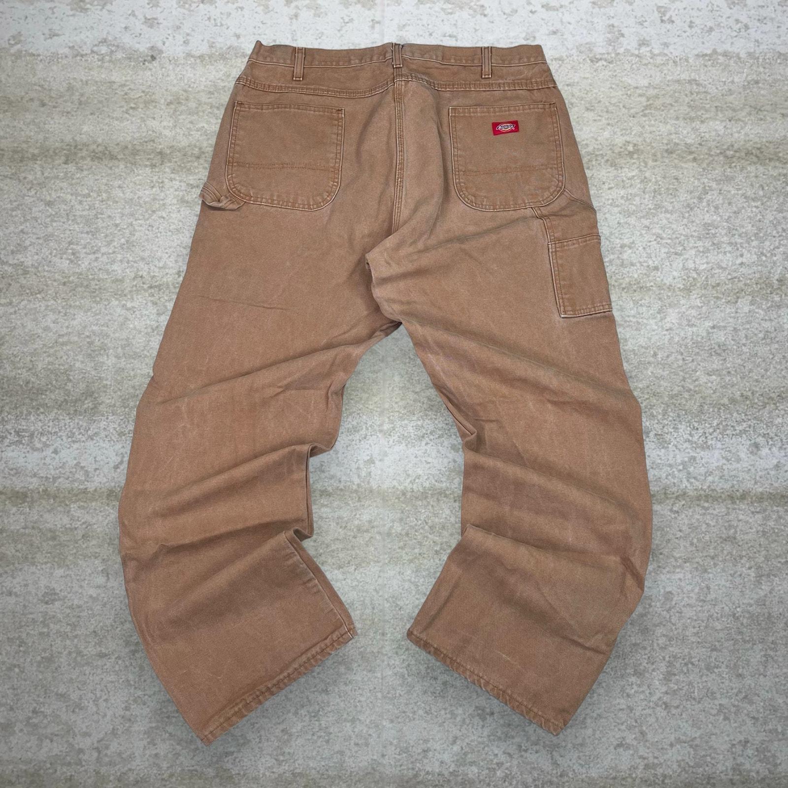 Vintage 90s Dickies Carpenter Pants 40x32 Baggy Camel Tan Canvas