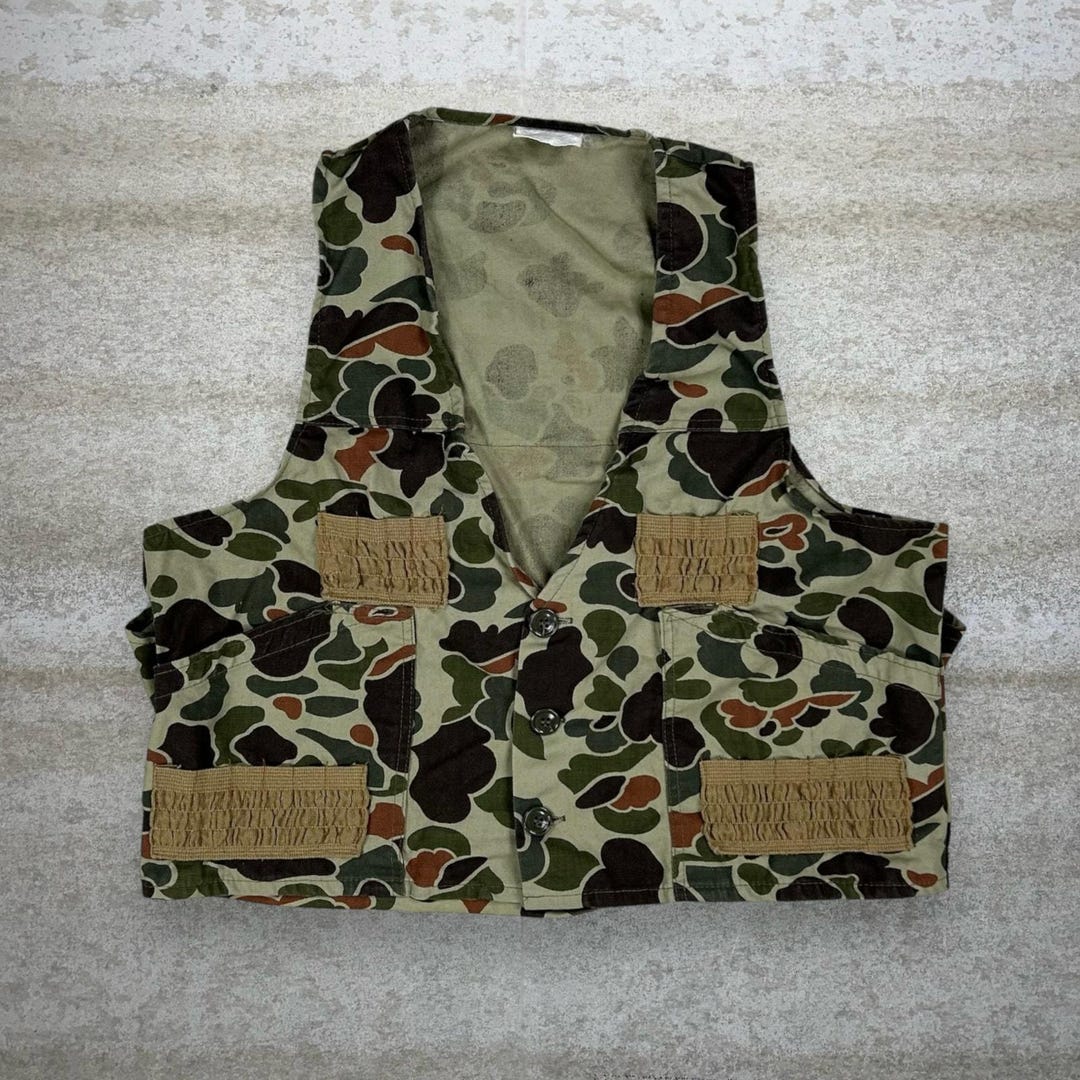 Vintage 90s Duck Vest Mens L Hunting Camo Cotton Button up