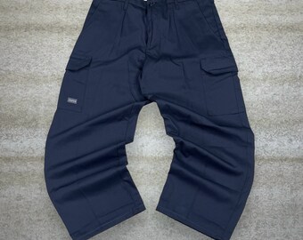 Vintage Cargo Pants 32x28 Dark Navy Blue Baggy Wide Leg Fit