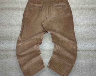 Vintage 90s Brooks Brothers Corduroy Pants 36x30 Baggy Wide Leg Tan Cotton
