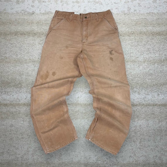 Vintage Carhartt Carpenter Pants Camel Tan Canvas… - image 2