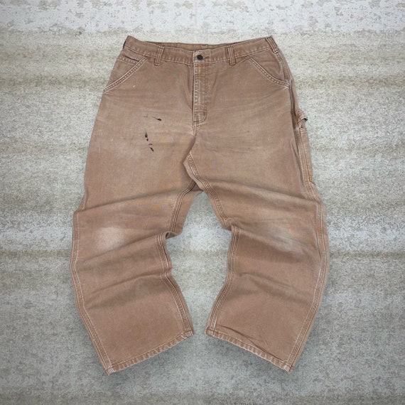 Vintage Carhartt Carpenter Pants Camel Tan Canvas… - image 2