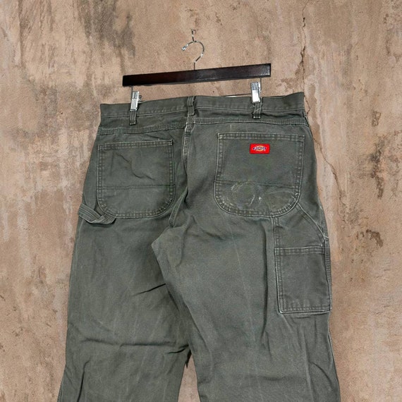 Vintage Dickies Carpenter Pants Olive Green Canvas Baggy Fit Dungarees Work  Wear Painters 90s 