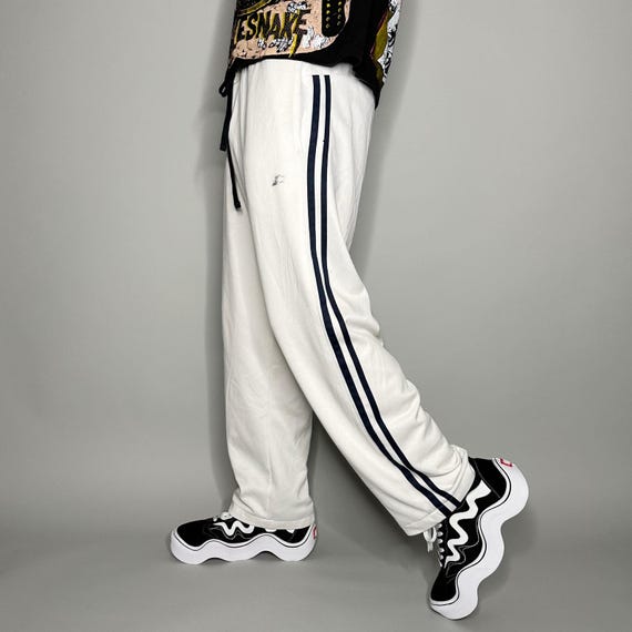 Vintage Y2K Starter Sweatpants Mens M Baggy Fit Snow White Black