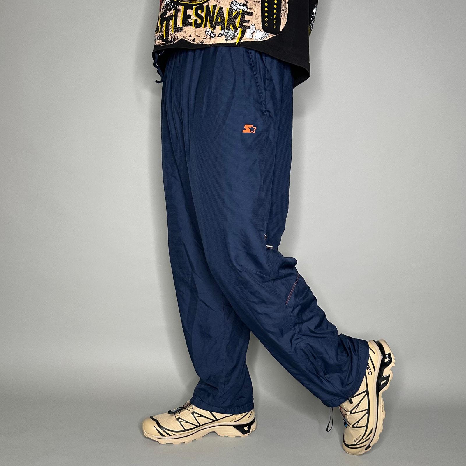 Vintage Y2K Starter Track Pants Mens M Baggy Wide Navy Blue