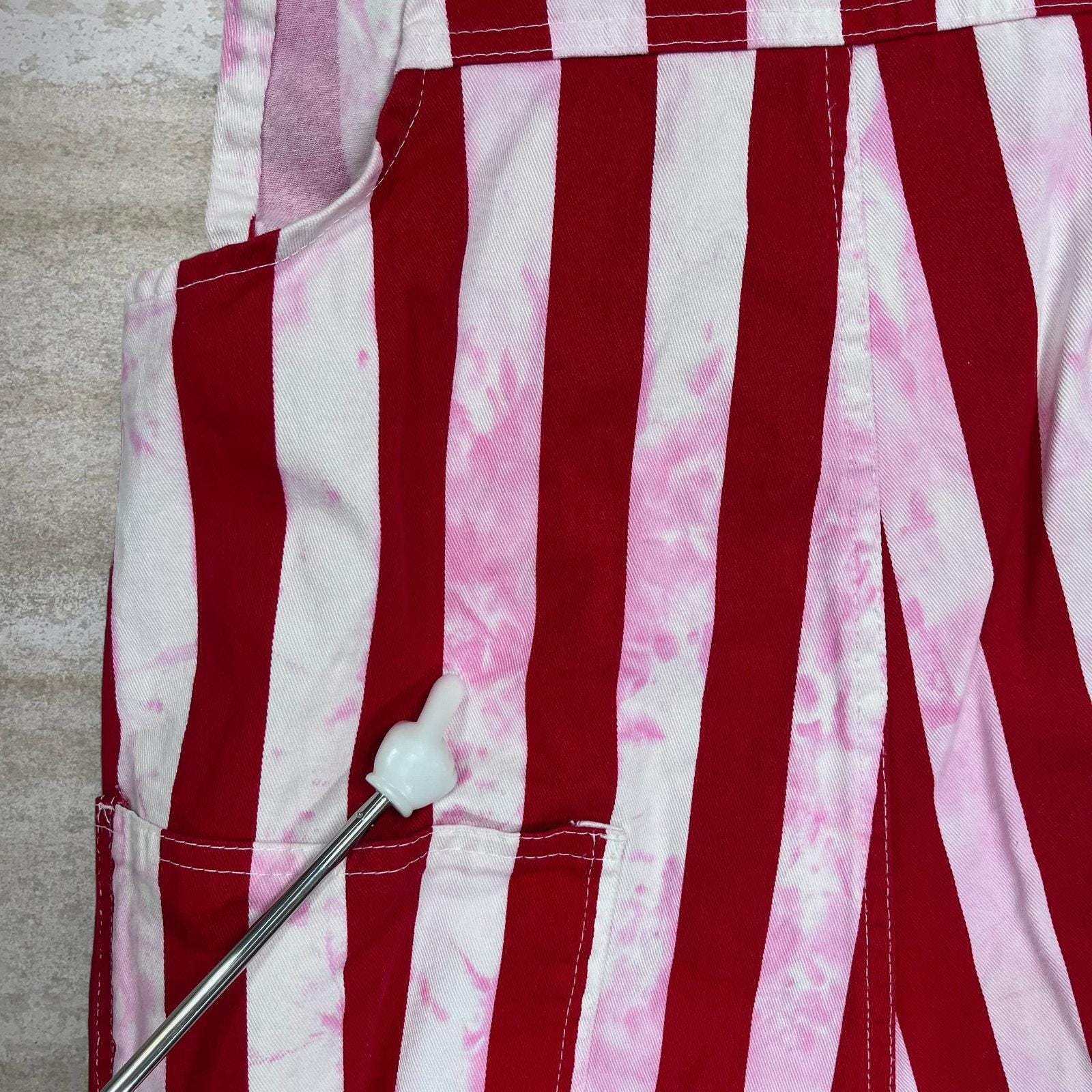 Vintage 90s Game Bibs Overalls Mens S Baggy Fit Wide Leg Red White 
