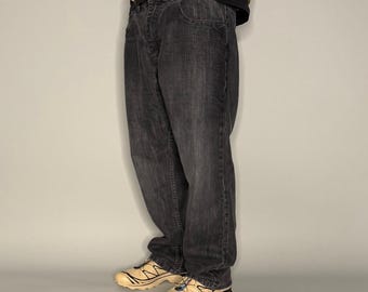 Vintage Y2K Südpol Skater Jeans 40x32 Baggy Weites Bein Schwarz Wash Denim Rap