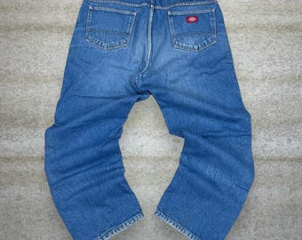 Vaqueros Dickies vintage de los años 90, talla 38 x 30, corte holgado, lavado medio, forro de franela, ropa de trabajo