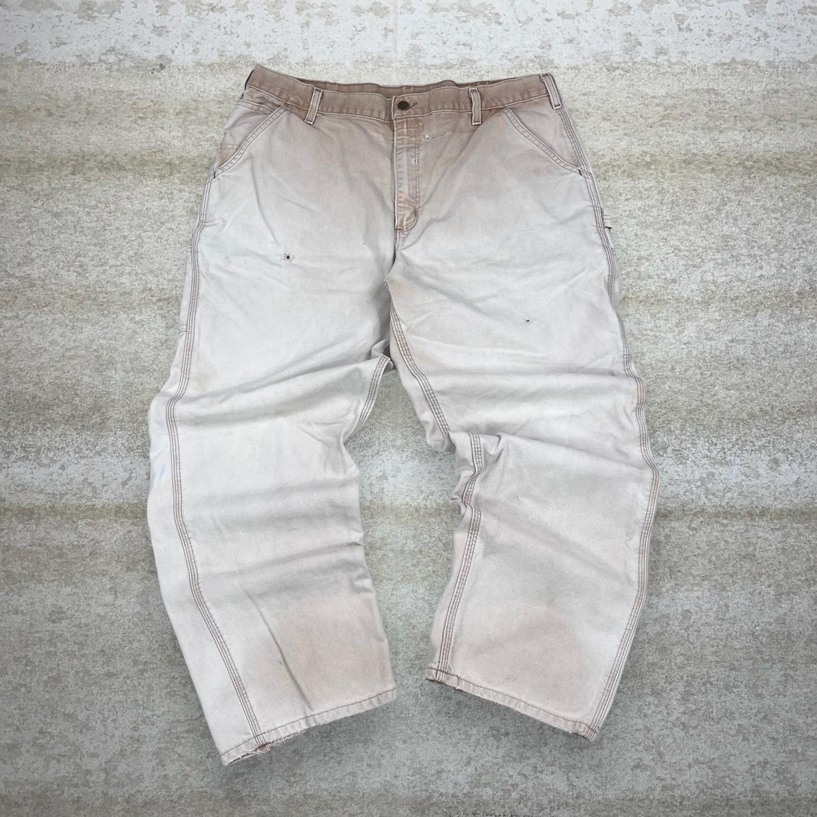 Vintage 90s Carhartt Carpenter Pants 38x30 Baggy Light Tan Canvas